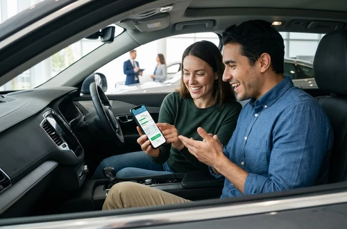 Happy borrower receiving car keys